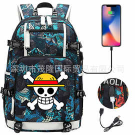 男中高学生印花双肩包书包防泼水电脑包街头背包