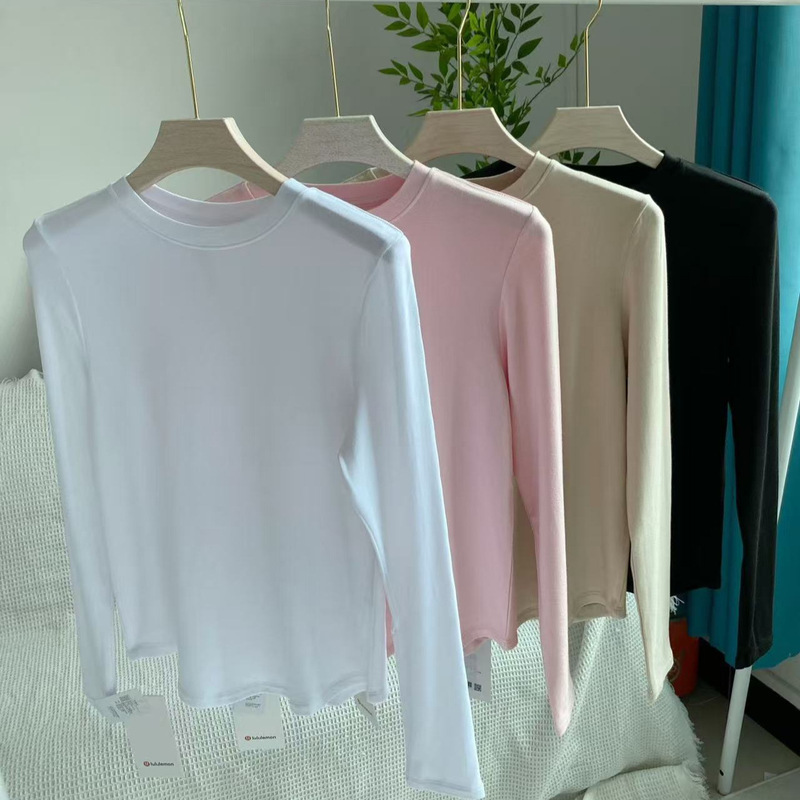 Lulu Fend Same Style Love Women's Round Neck T-Shirt Versatile Solid Color Cotton Thin Sports Short-Sleeved Yoga Top Lulu Fend Same Style Love Women's Round Neck T-Shirt Versatile Solid Color Cotton Thin Sports Short-Sleeved Yoga Top