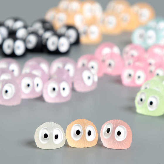 Cute luminous color black charcoal small black coal ball elf cartoon animation peripheral hand micro landscape small ornaments