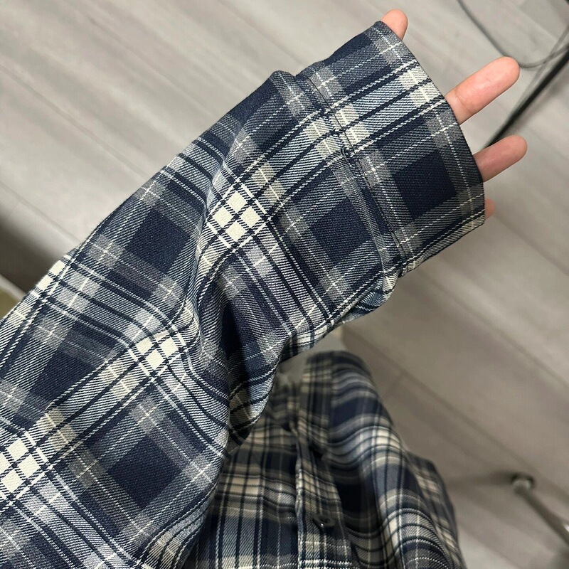 美式复古蓝色格子衬衫外套女2025秋季新款别致宽松休闲防晒衬衣潮|undefined
