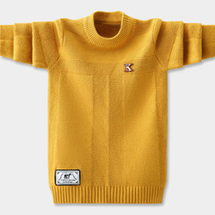 Children's sweater 2023 spring and autumn new boys' base shirt round neck sweater pure color children knitwear children's thread shirt
