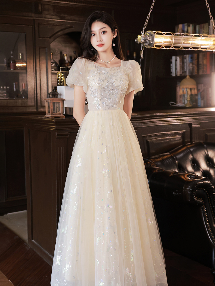 Evening Dress for Women 2026 New Style Vocal Arts Exam Elegant Banquet Coming-Of-Age Ceremony Host Annual Meeting Dress with a Sense of Light Luxury