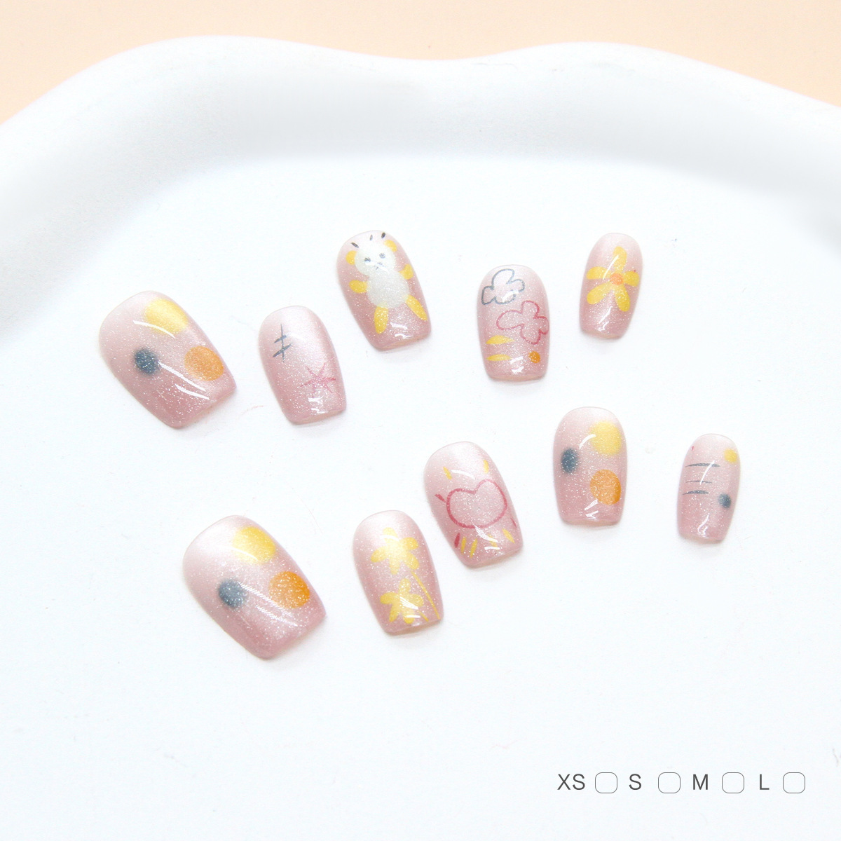 Uñas postizas removibles hechas a mano con forma de ojo de gato, manicura, uñas cortas de Ballet, tamaño dividido, uñas usables, 10 piezas, venta al por mayor