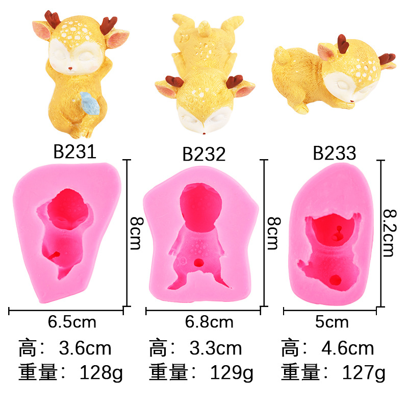 Decoración del coche DIY lindo ciervo epoxi pastel decoración chocolate crema pegamento etiqueta engomada del refrigerador decoración molde de silicona