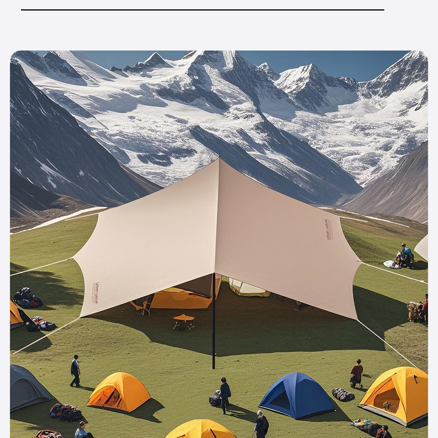 Outdoor Canopy Tent with Thickened Black Sunscreen, Portable Butterfly-Shaped Hexagonal Camping Gear