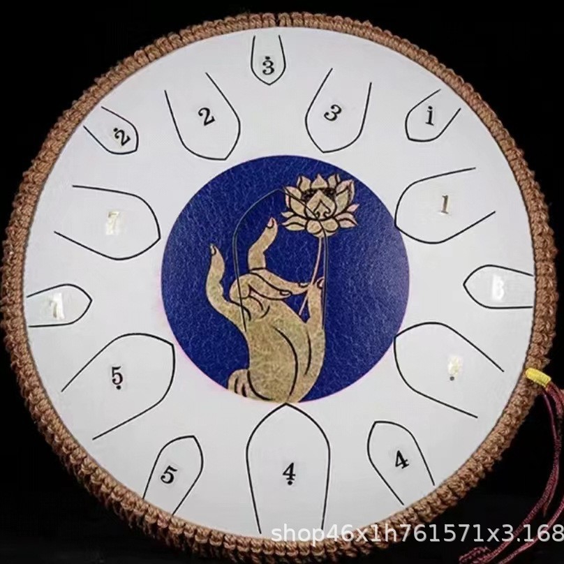 [14-inch 15-tone] Titanium steel painted with Buddhist words and Zen heart
