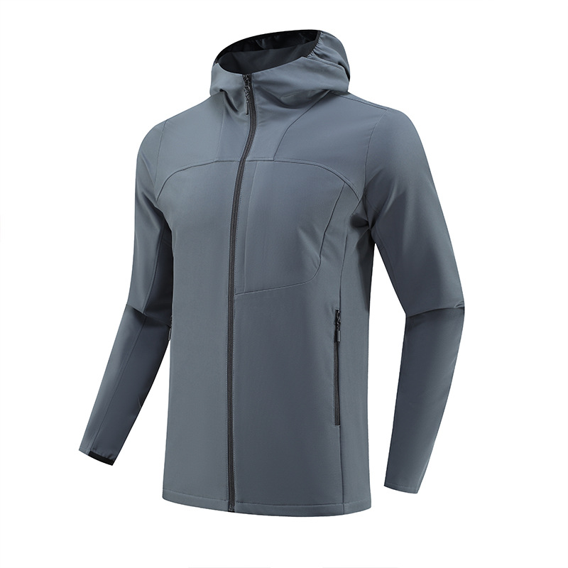 Dijia chaqueta deportiva al aire libre para hombre rápido seco transpirable correr con cremallera con sombrero ropa casual chaqueta de mangas largas abrigo transfronterizo