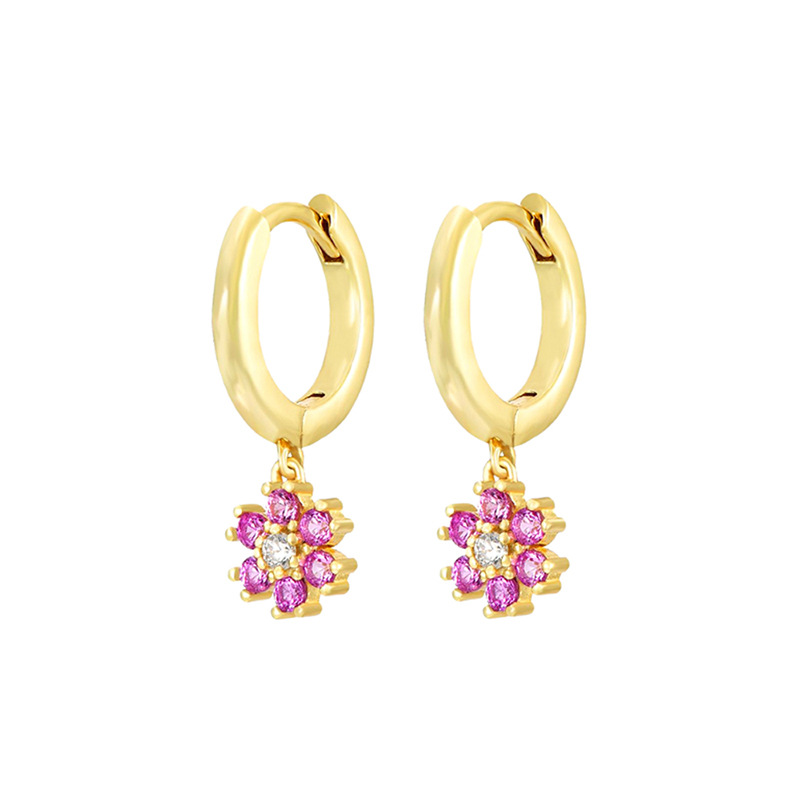 3g Weight Copper Ear Needle Material Zircon Inlay Material Drop Earrings Classification 1 Pair Quantity Holiday, Daily Occasion Copper Material Flower Pattern Women's Gender Inlay Design Simple Style, Classic Style Style 1 Pair Simple Style Classic Style Flower Inlay Copper Zircon Drop Earrings 4