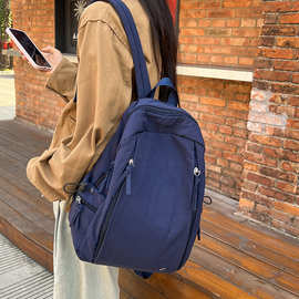 女轻便初高中生背包日系休闲书包女大学生简约纯色双肩包女学院风