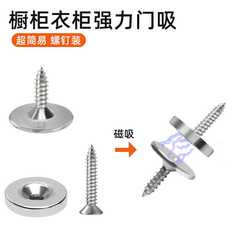 圆形超薄冷轧钢强力磁吸门碰橱柜衣柜移门定位缓冲器柜门磁吸