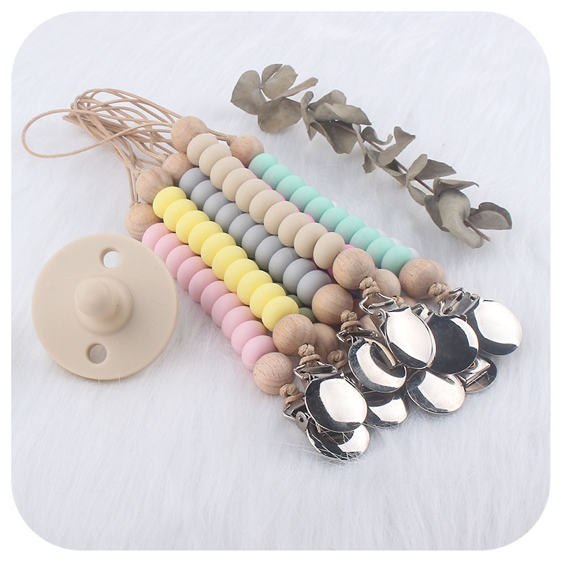 Suministros para bebés clip de chupete cadena anti-gota cuentas de silicona plana cuentas de Abacus Cadena de chupete Amazon nuevo