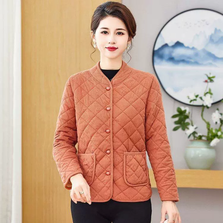Зимняя утепленная cotton куртка для мамы для отдыха, плюс size, для среднего возраста