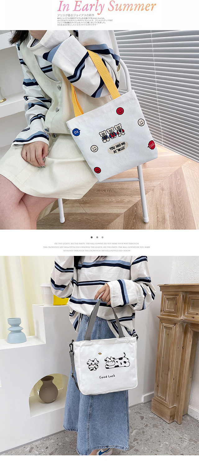 Small canvas bag, Japanese-style Instagram bag, student shoulder bag, Korean-style small, cute and artistic hand-held bag undefined