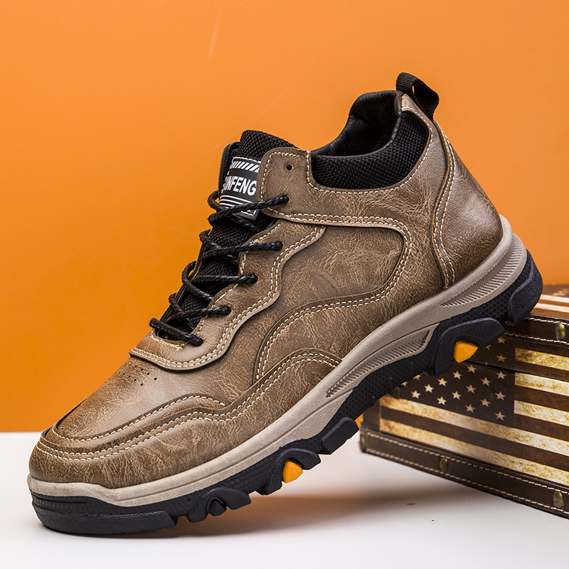 Zapatillas de cuero casuales para hombres transfronterizos para hombres Zapatos de senderismo al aire libre para hombres ligeros para hombres Zapatos de senderismo de comercio exterior para hombres