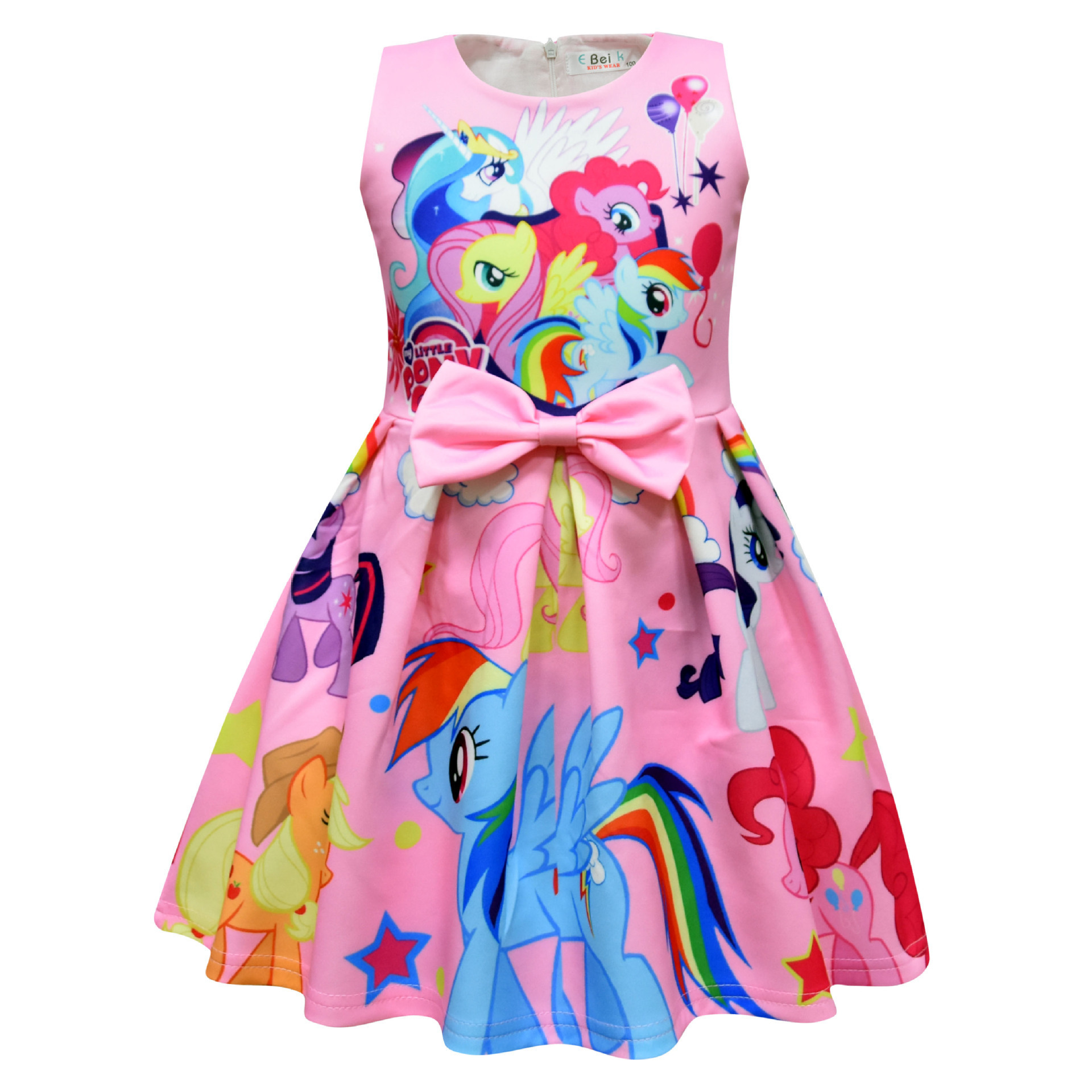 in stock foreign trade cartoon digital printing dress birthday party children's dress girls princess dress 1029