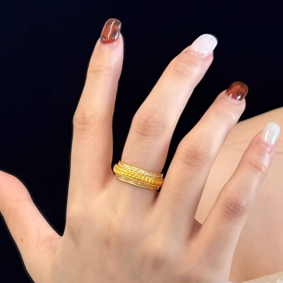 Antiker Ring Mit Gebürstetem Gold Weizenähre Und Diamanten_voghion.com
