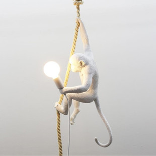 Scandinavian Chandelier Clothing Store Cartoon Children's Room Postmodern Creative Art Bar Decoration Craft Hemp Rope Monkey Lamp