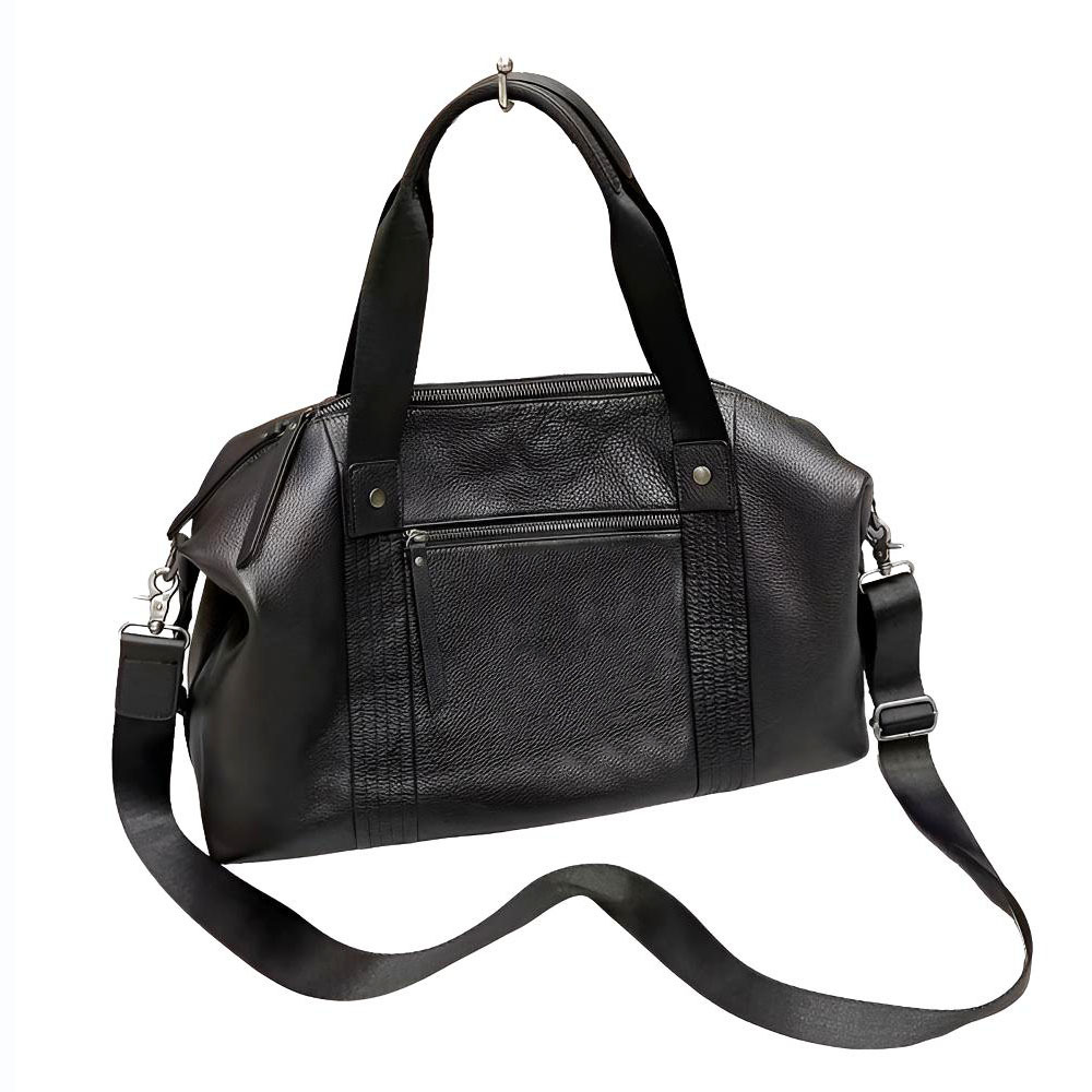 black leather travel bag