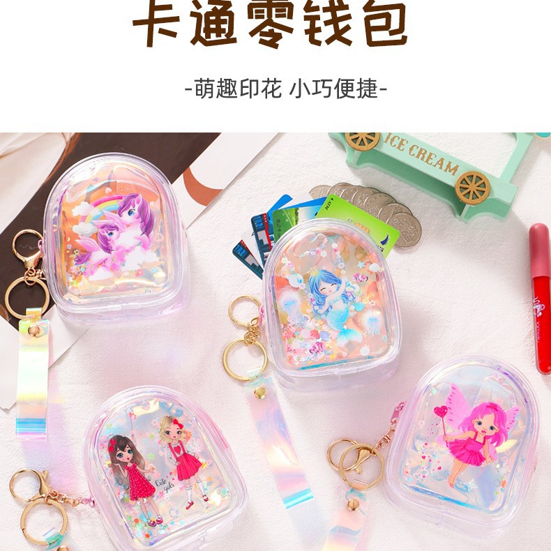 Bolsos de mujer accesorios colgantes pvc láser transparente señoras lindo mini monedero monedero monedero estuche para llaves estuche para llaves