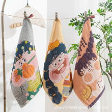 日式纱布儿童方巾纯棉a类全棉正方形洗脸家用宝宝卡通手帕擦脸巾