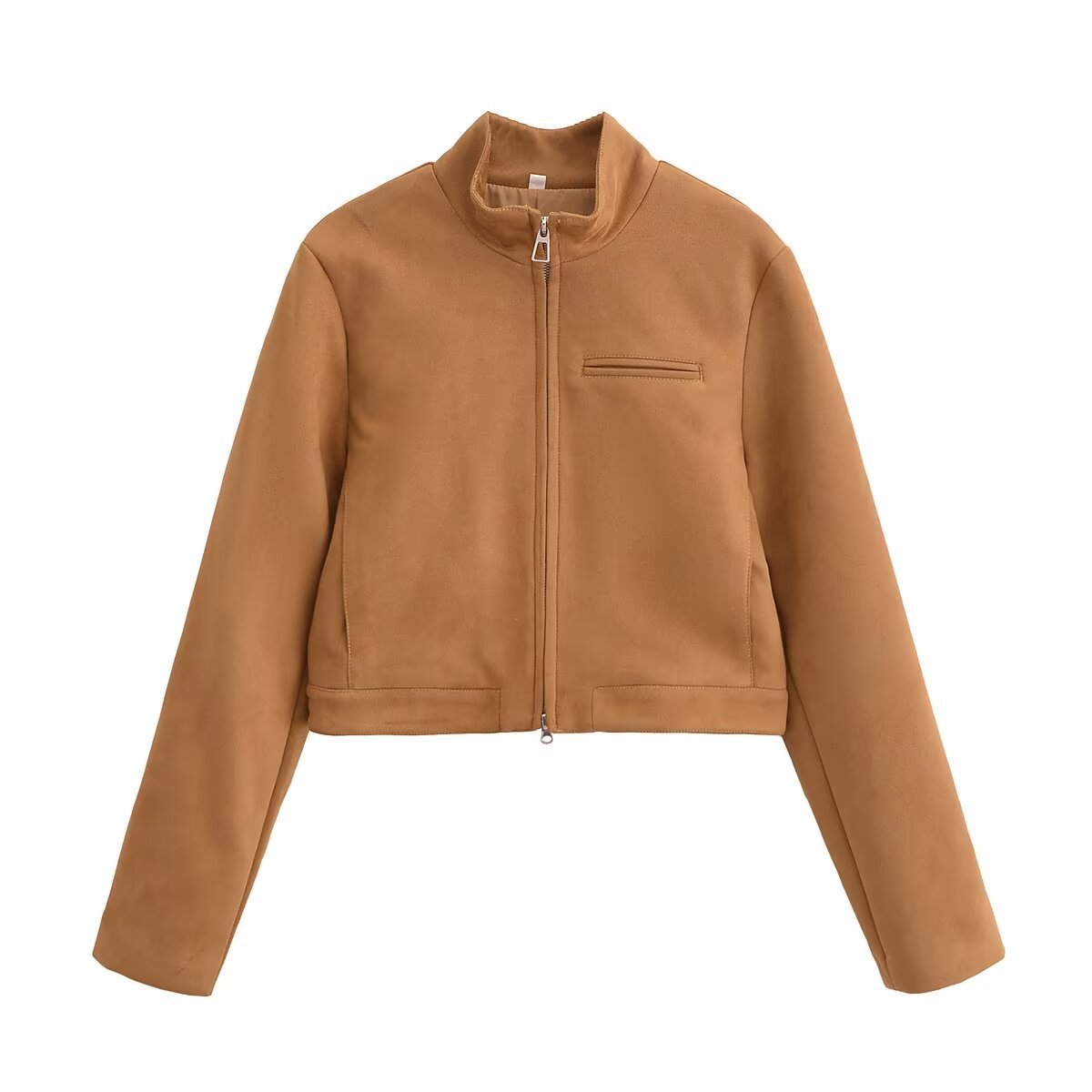 Abbigliamento donna autunno e inverno 2024 nuova moda di strada casual giacca con collo alto_voghion.com