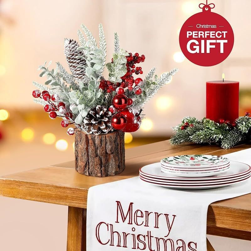 Amazon explosión árbol de Navidad de escritorio DIY decoración de Navidad simulación PE corteza barril adornos de árbol en stock