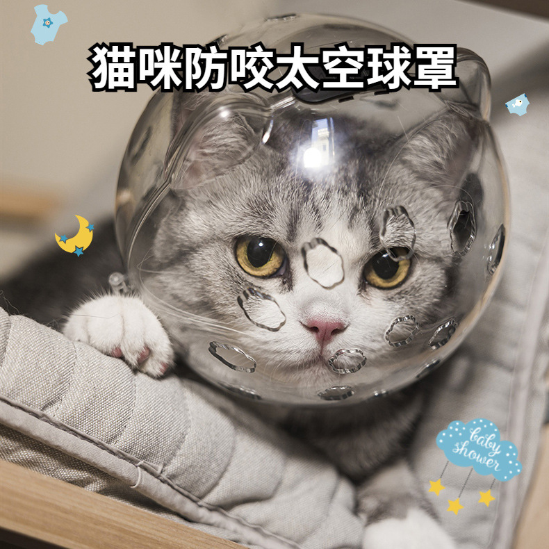 猫头套防咬猫咪太空头罩洗澡剪指甲防抓防宠物伊丽莎白项圈防护