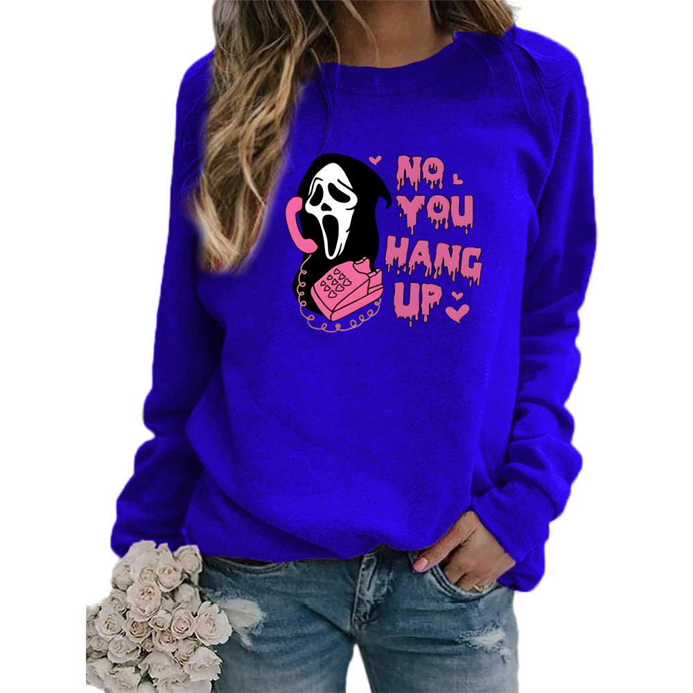 Halloween no te cuelgan impreso cuello redondo superior suéter de las mujeres de tamaño más europeo de comercio exterior transfronterizo