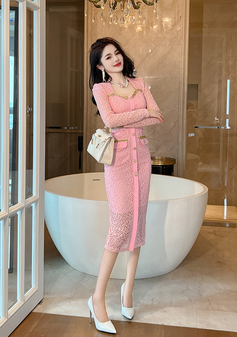 Đầm ren ôm body nữ cổ vuông phong cách Chanel — Hoa Anh Đào chi tiết 10