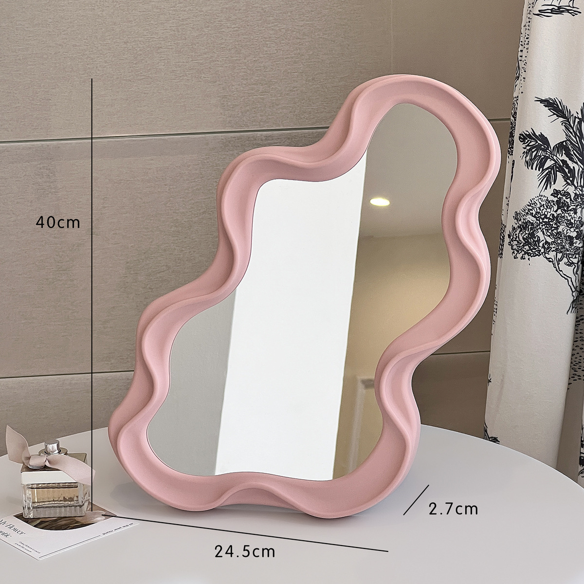 Espejo rosa, espejo de piso, espejo de vestir, espejo de dormitorio, espejo de maquillaje, dormitorio de estudiantes, pared colgada