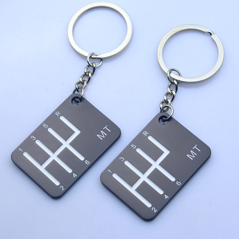 Matte Black Square manual card keychain creative license plate laser LOGO metal lettering pendant factory one piece wholesale