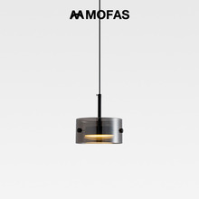 MOFAS北欧卧室床头升降现代简约意式吧台餐厅背景墙单头玻璃吊灯