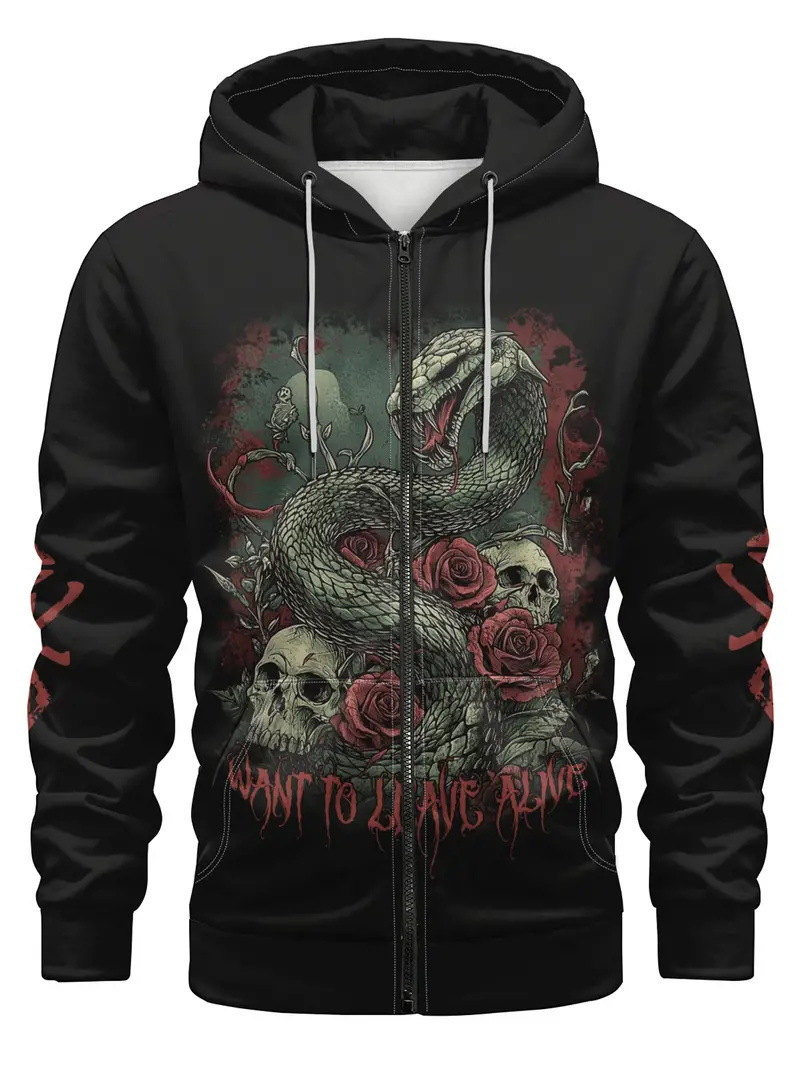 Fábrica al por mayor impresión digital 3D nuevo suéter con capucha chaqueta de suéter de pareja europea y americana serie de calavera MF08