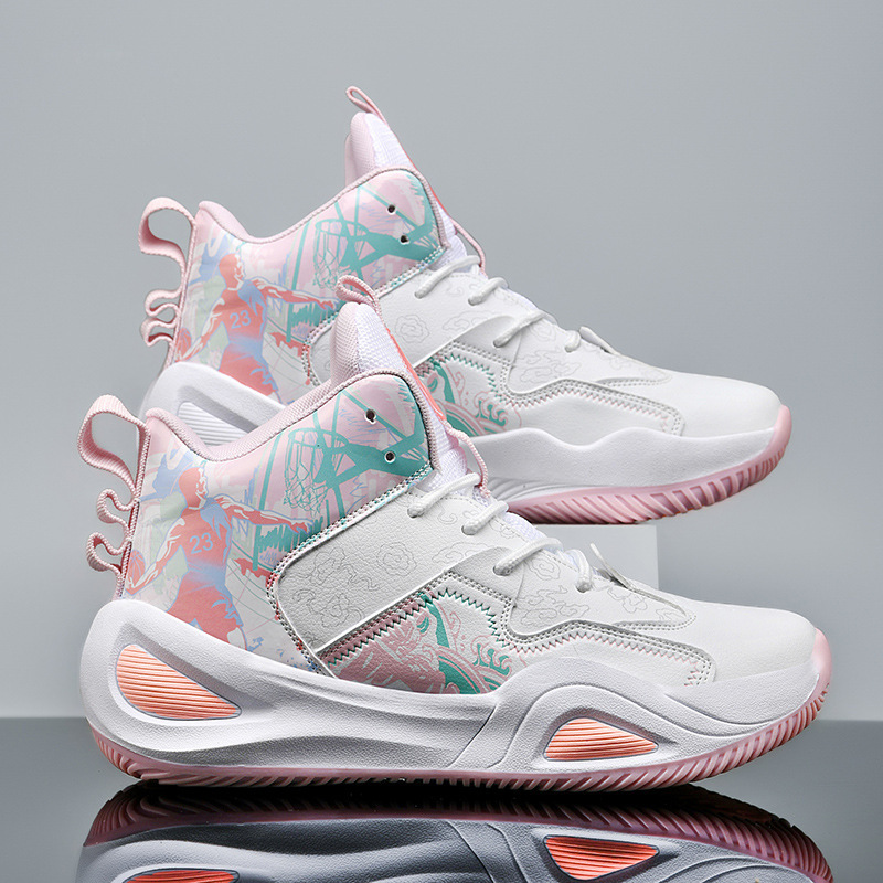 2024 autumn and winter new mandarin duck basketball shoes men's leather breathable high-top sneaker women's non-slip student training shoes 2024 autumn and winter new mandarin duck basketball shoes men's leather breathable high-top sneaker women's non-slip student training shoes