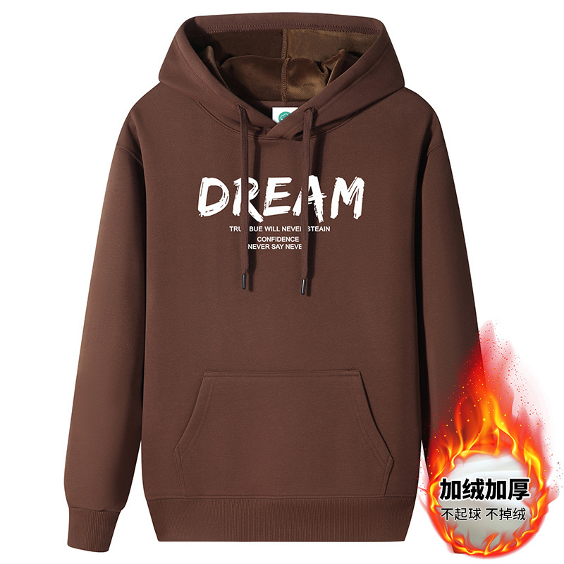 Autumn and Winter hooded sweater men's hooded warm fleece-lined thickened pullover men's loose plus size student fashion hoodie Autumn and Winter hooded sweater men's hooded warm fleece-lined thickened pullover men's loose plus size student fashion hoodie