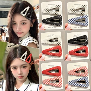 韩系布艺格纹波点三角发夹女2026新款刘海侧边夹前额碎发bb夹发卡