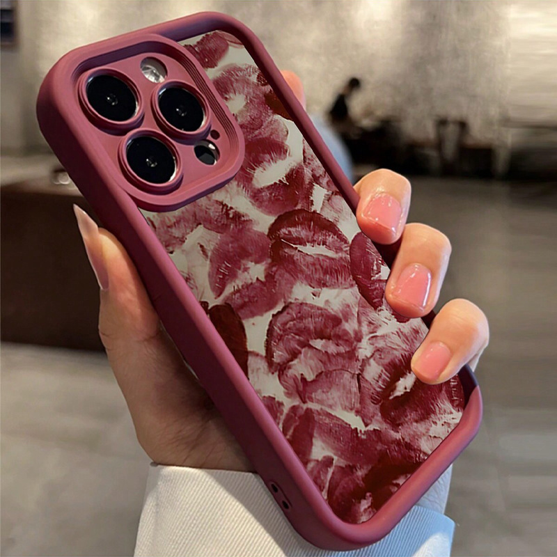 红色唇印适用iphone14promax手机保护套13苹果12新款15全包防摔11|undefined