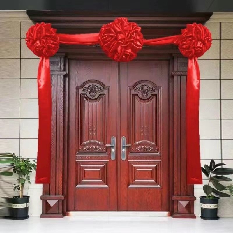 Wedding red flower ball, red silk wrought cloth red hydrangea, new house move-in, hanging red festive red cloth door flower