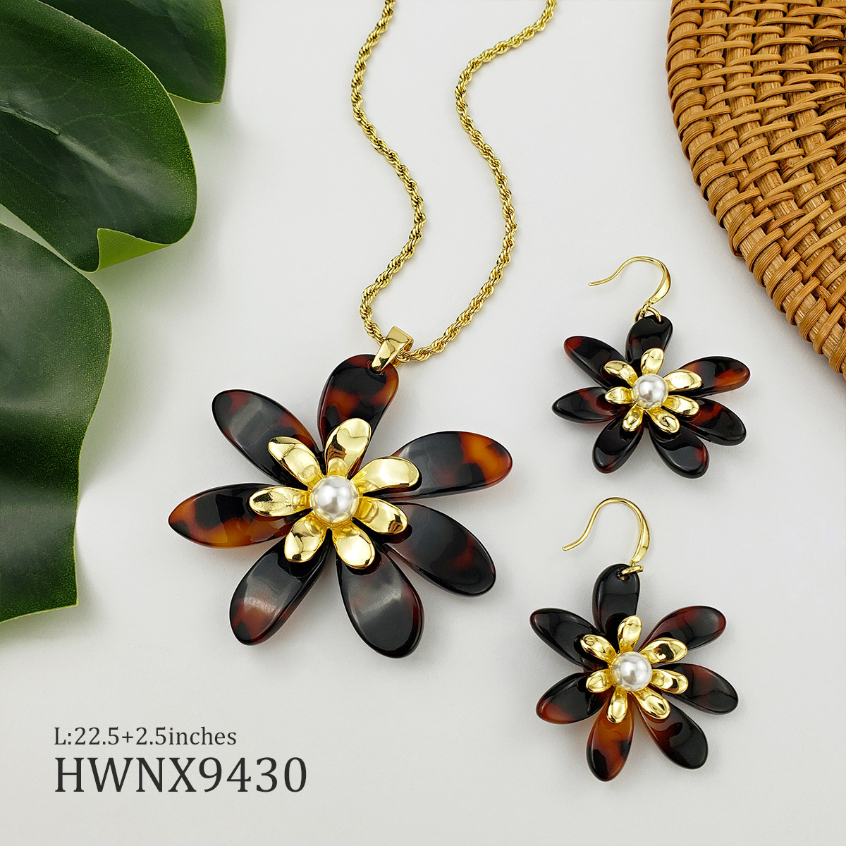 1 Set Fashion Flower Arylic Plating Inlay Pearl Womenu0027S Jewelry Set