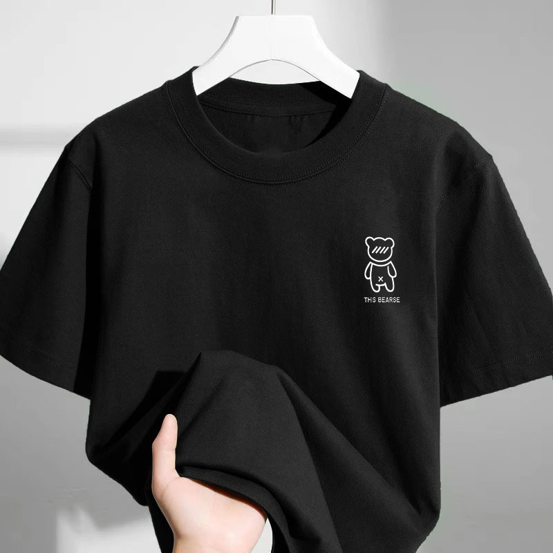 2025 New Summer Men's Short-sleeved T-shirt Trendy Brand Breathable Sweatshirt Round Neck Simple Printed Sports Top