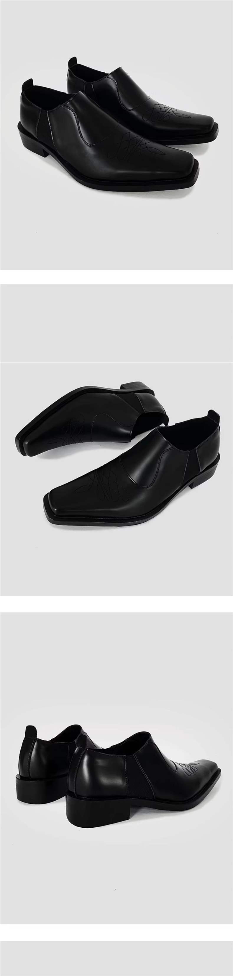 ShoeVault 2025 Niche Pointed Leather British Commuter Men's Height-Increasing New Derby Wizard Slip-On Busins Formal Low-Top_vogvips.com