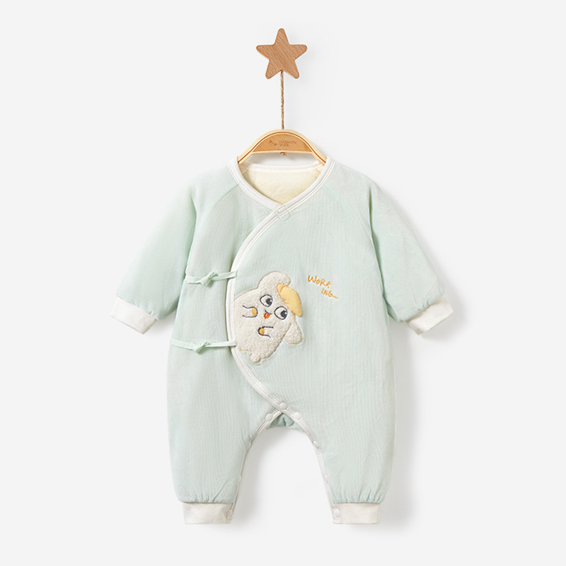 Ropa de bebé recién nacido para otoño e invierno, mono cálido de una pieza con relleno de algodón para niños y niñas, traje de gateo estilo monje, conjunto de otoño para bebé.