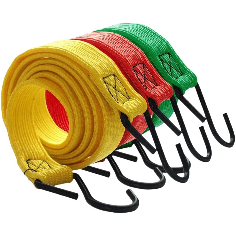 Venta al por mayor cinta adhesiva correa de color gancho ensanchado goma cuerda elástica motocicleta tronco vinculante longitud de la cuerda sistema fijo