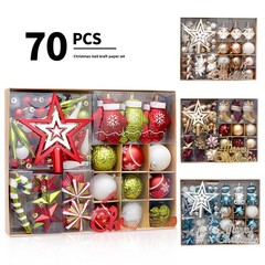 Christmas decoration 70pcs painted tree top star Christmas ball set ornaments Christmas tree decoration hangers