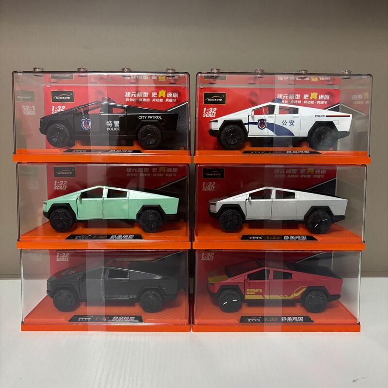 Jianyuan Alloy Tesla Pickup Truck Model 1:32 Scale Model Double-Door Sound and Light Car Simulation Pull-Back Toy Car Jianyuan Alloy Tesla Pickup Truck Model 1:32 Scale Model Double-Door Sound and Light Car Simulation Pull-Back Toy Car