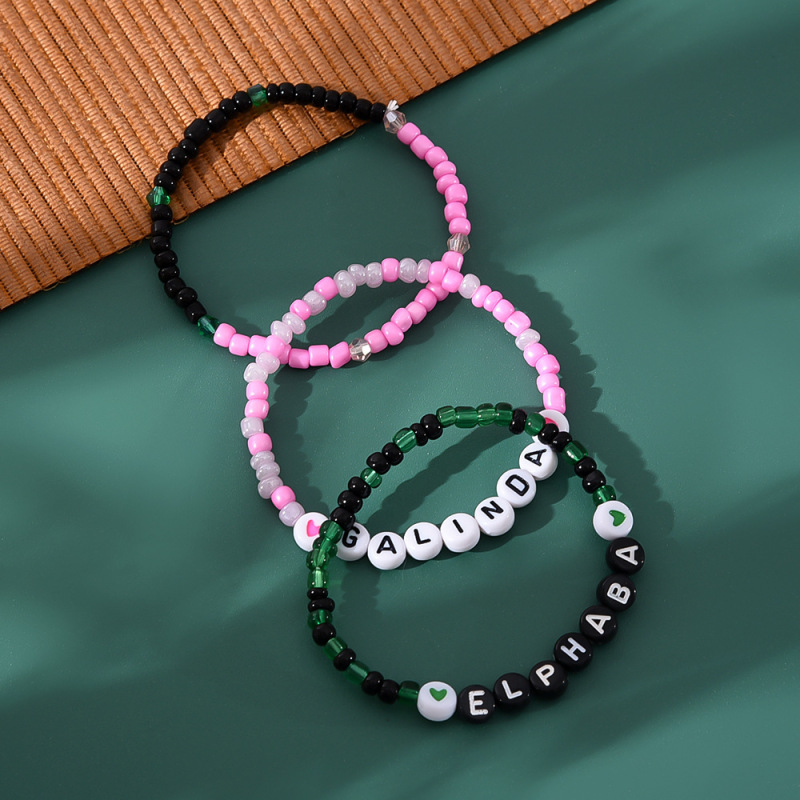 Amazon's Hottest Glass Rice Beads Wicked Witch Love Friendship Matching Women's Beaded Stretch Letter Bracelet