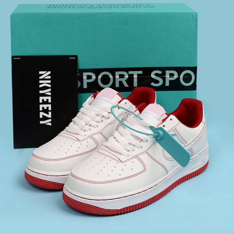 Primavera y verano nuevo estilo Air Force No. 1 hombres y mujeres blanco puro AF1 zapatos blancos bajos Naikofan deportivos y zapatos de ocio Putian