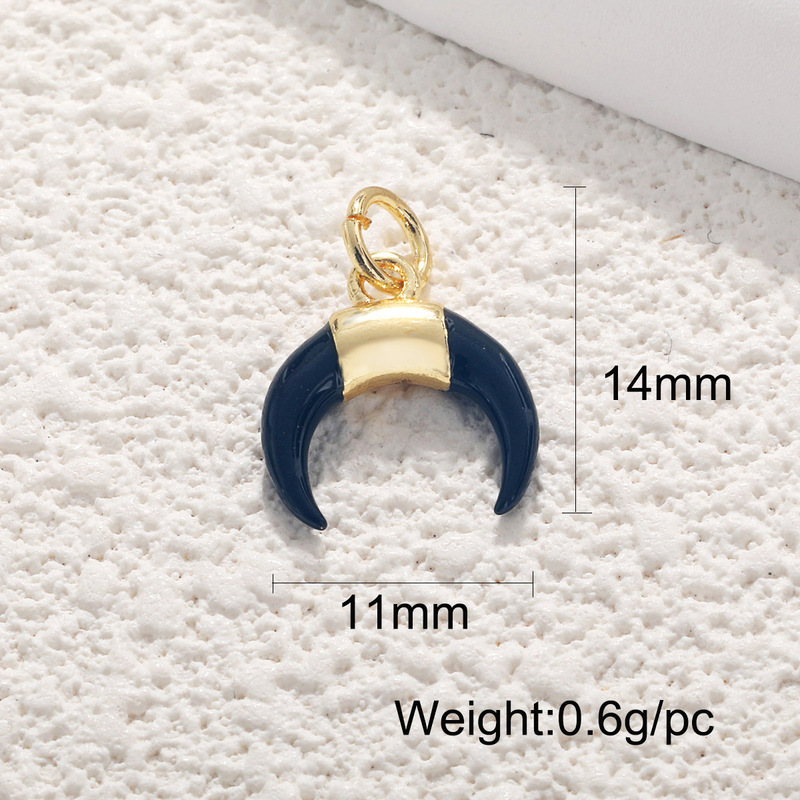 DIY 銅メッキ 18 k ゴールドムーンスターネックレスペンダントオイルドリップジルコン五芒星ブレスレットイヤリングキーホルダーペンダント|undefined