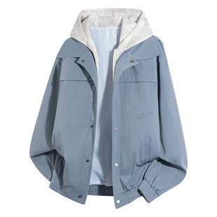 Free Shipping Fake Two-Piece Jacket Cotton Jacket Men's Autumn and Winter Korean Style Wear Jacket Simple Casual Jacket Outer