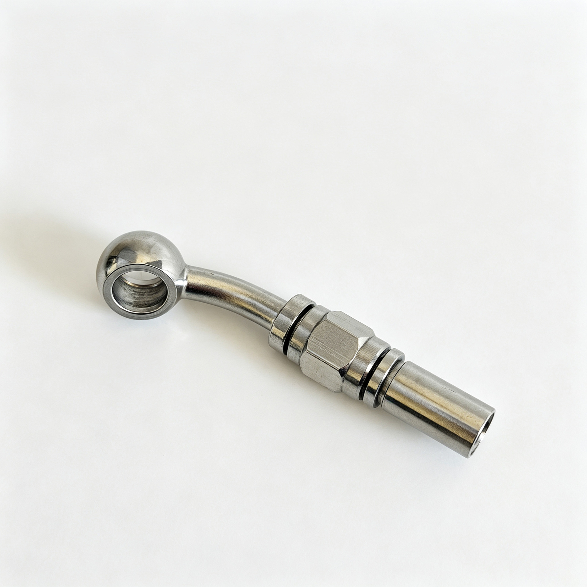 M10 stainless steel fish-eye 4-piece set of connectors 0/28/90 degree brake hose coupler with threaded integrated crimping connector
